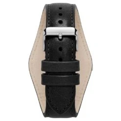 Seizmont Iphios | Montre Chronographe Noire En Acier Inoxydable Avec Bracelet Manchette En Cuir -Bagues Magasin 2 3ipsos