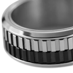 Seizmont Tigris | Anneau Mobile Argenté Et Noir 9 Mm -Bagues Magasin 2 3tigs 8