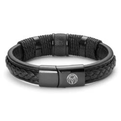 Lucleon Bracelet En Cuir Et En Acier Noir Icon 9 Lucleon Bracelet En Cuir Et En Acier Noir Icon -Bagues Magasin 20261 1
