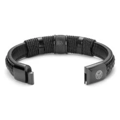 Lucleon Bracelet En Cuir Et En Acier Noir Icon 13 Lucleon Bracelet En Cuir Et En Acier Noir Icon -Bagues Magasin 20261 2