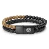 Lucleon Bracelet En Perles De Bois Et En Cuir Icon -Bagues Magasin 20291