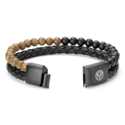 Lucleon Bracelet En Perles De Bois Et En Cuir Icon -Bagues Magasin 20291 2