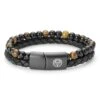 Lucleon Bracelet En Cuir Et En Perles Oeil De Tigre Jaunes Icon -Bagues Magasin 20309