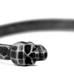 Moody Mason Bracelet Manchette Jax Tête De Mort En Acier Gris -Bagues Magasin 21458 2