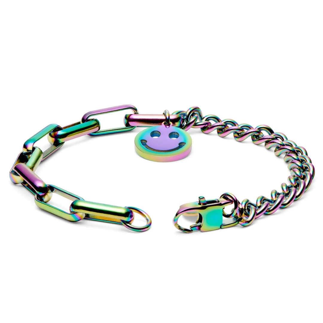 Lucleon Bracelet Amager Clarke Arc-en-ciel à Maille Torsadée Et Maille Gourmette Avec Pendentif Smiley 4 Lucleon Bracelet Amager Clarke Arc-en-ciel à Maille Torsadée Et Maille Gourmette Avec Pendentif Smiley – Image 2