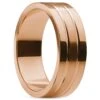 Lucleon Ferrum | Anneau à Double Rainure En Acier Inoxydable Brossé Et Poli Couleur Or Rose - 8 Mm -Bagues Magasin 27 12holivud