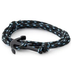 Tailor Toki Bracelet L'ancre Noire à Cordon Noir Et Bleu