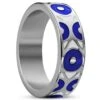Waykins Evil Eye | Anneau En Acier Inoxydable Bleu Foncé 7 Mm -Bagues Magasin 3 1reye