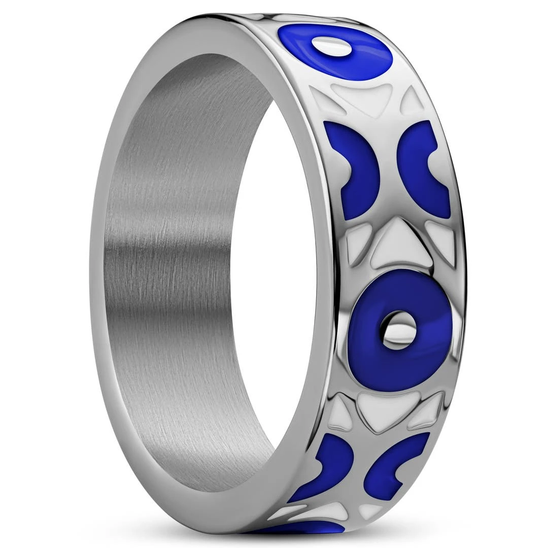 Waykins Evil Eye | Anneau En Acier Inoxydable Bleu Foncé 7 Mm 3 Waykins Evil Eye | Anneau En Acier Inoxydable Bleu Foncé 7 Mm