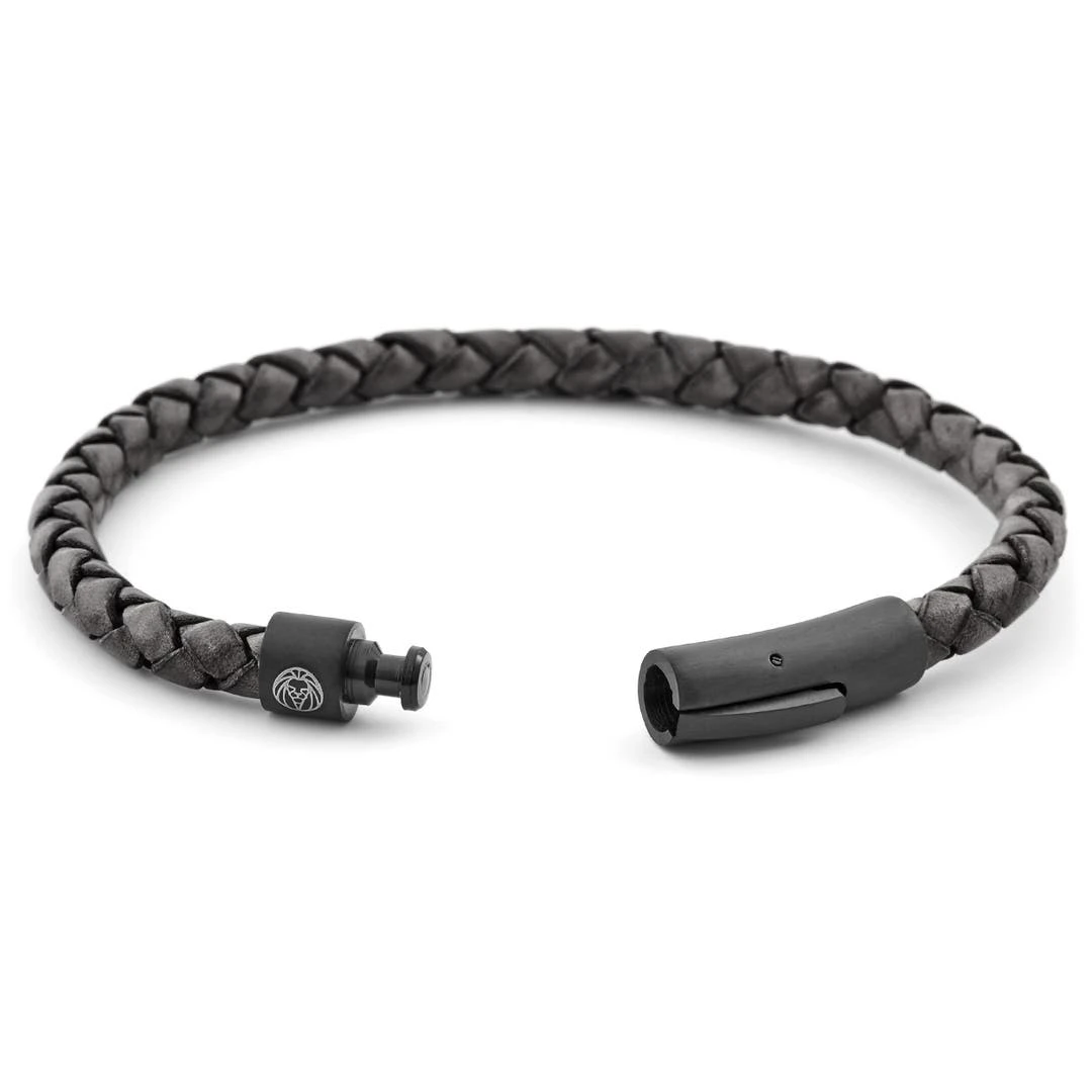 Lucleon Bracelet En Cuir Noir Et Gris 4 Lucleon Bracelet En Cuir Noir Et Gris – Image 2