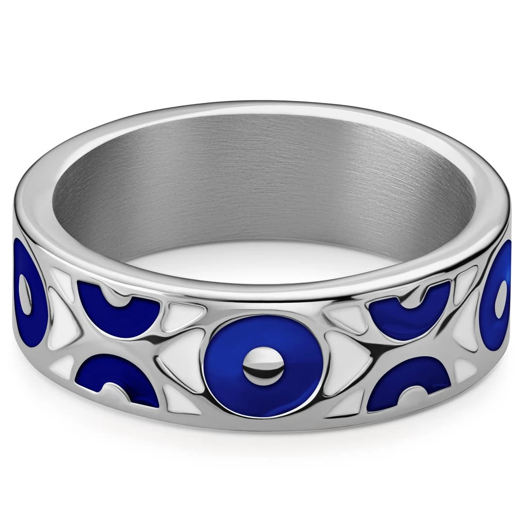 Waykins Evil Eye | Anneau En Acier Inoxydable Bleu Foncé 7 Mm 4 Waykins Evil Eye | Anneau En Acier Inoxydable Bleu Foncé 7 Mm – Image 2