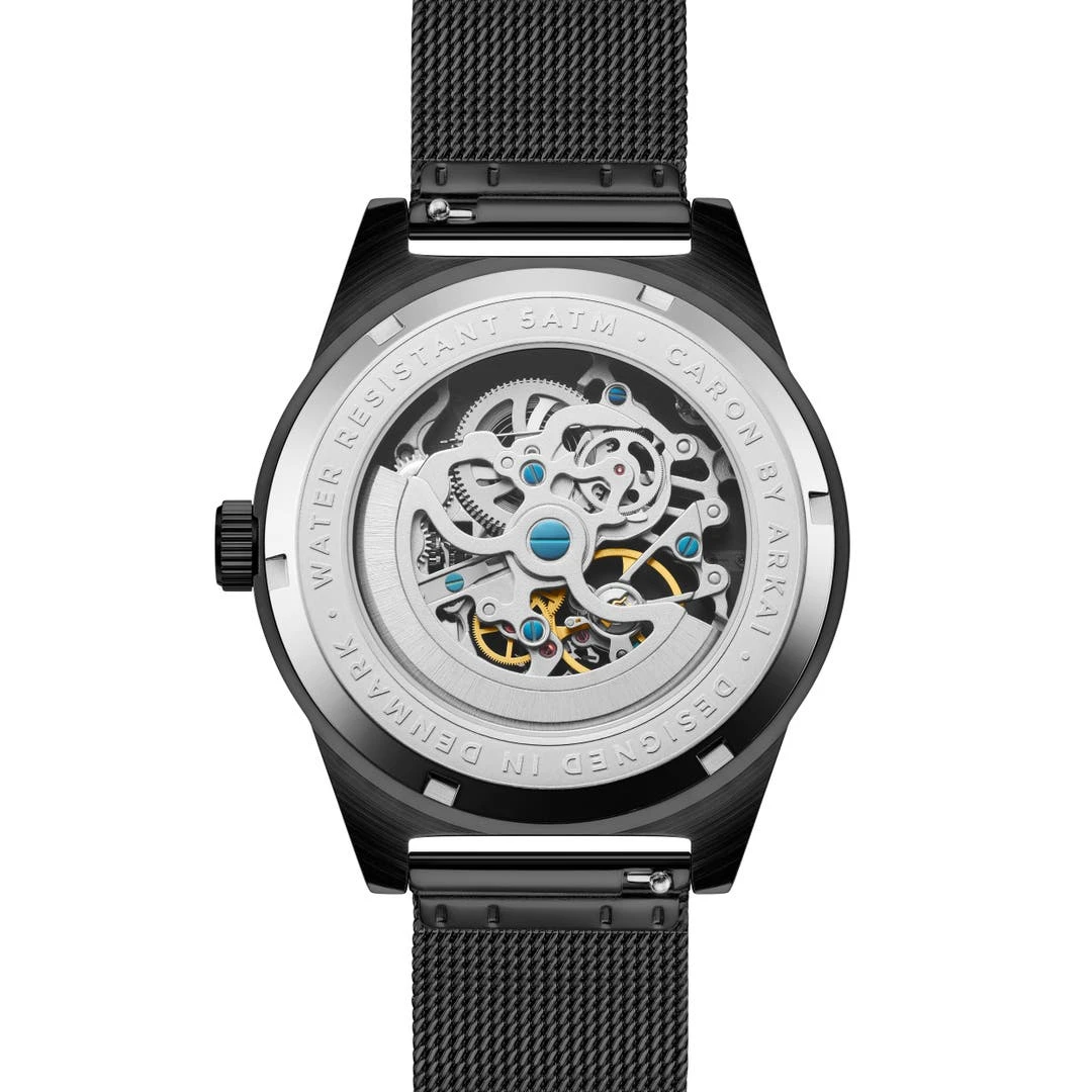 Arkai Caron | Montre Squelette Automatique En Acier Inoxydable Noir 6 Arkai Caron | Montre Squelette Automatique En Acier Inoxydable Noir – Image 4