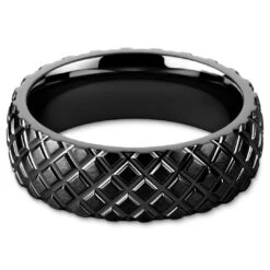 Lucleon Hyperan | Anneau Noir En Titane Avec Motif Pneumatique - 8 Mm -Bagues Magasin 3 5 hiperr