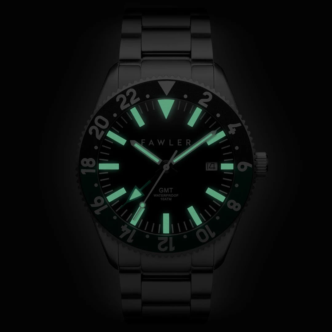 Fawler Métier | Montre GMT En Acier Inoxydable Vert 4 Fawler Métier | Montre GMT En Acier Inoxydable Vert – Image 2