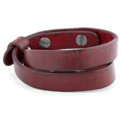 Salt & Hide Bracelet En Cuir Rouge Jackson