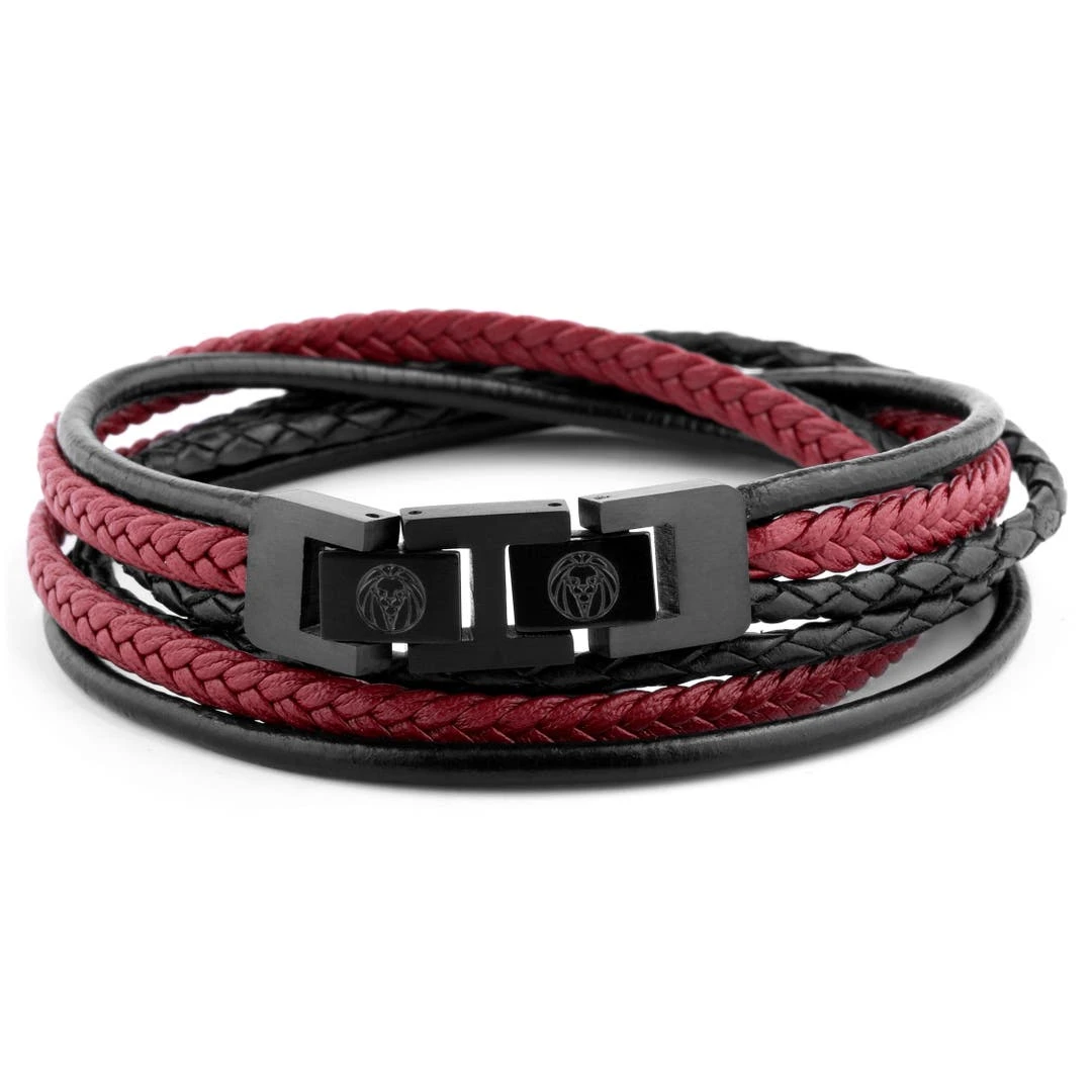 Lucleon Bracelet Roy En Cuir Noir Et Rouge 4 Lucleon Bracelet Roy En Cuir Noir Et Rouge – Image 2