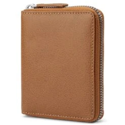 Lucleon Mini Portefeuille Anti-RFID En Cuir Brun Tan Sky