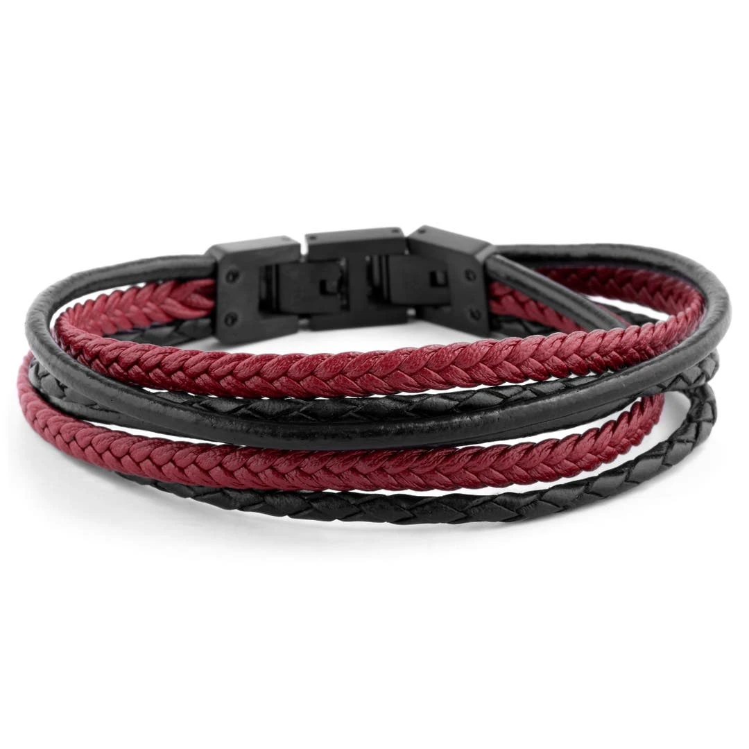 Lucleon Bracelet Roy En Cuir Noir Et Rouge 3 Lucleon Bracelet Roy En Cuir Noir Et Rouge