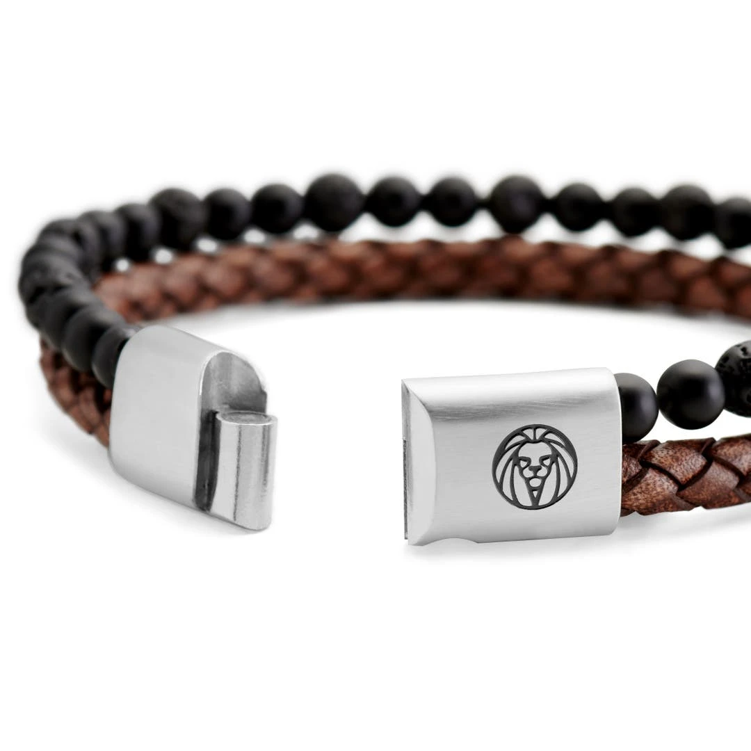 Lucleon Bracelet Icon En Pierre De Lave, Onyx Et Cuir Vintage 7 Lucleon Bracelet Icon En Pierre De Lave, Onyx Et Cuir Vintage – Image 5