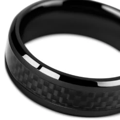 Lucleon Hyperan | Anneau En Titane Noir Avec Incrustation En Fibre De Carbone - 8 Mm -Bagues Magasin 4 6 hiperr