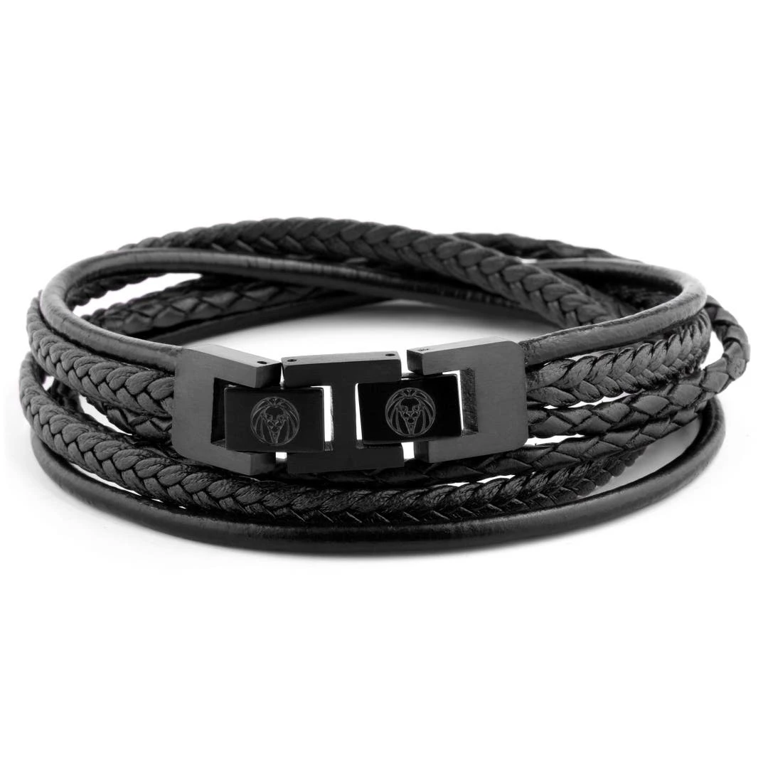 Lucleon Bracelet Roy En Cuir Noir Sur Noir 4 Lucleon Bracelet Roy En Cuir Noir Sur Noir – Image 2