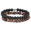 Lucleon Bracelet Miro En Agate Brune Et Bois Noir