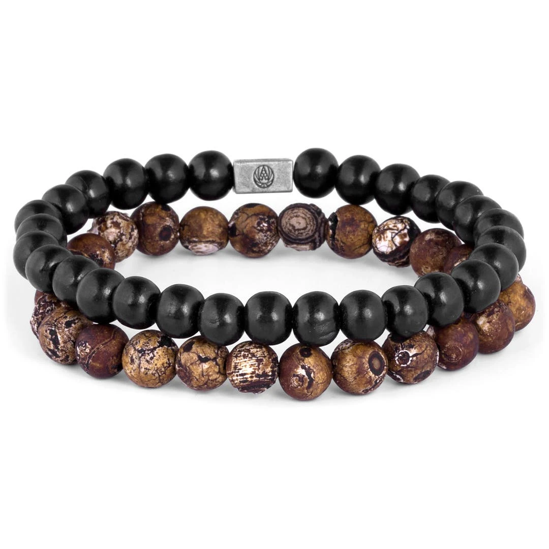 Lucleon Bracelet Miro En Agate Brune Et Bois Noir 3 Lucleon Bracelet Miro En Agate Brune Et Bois Noir