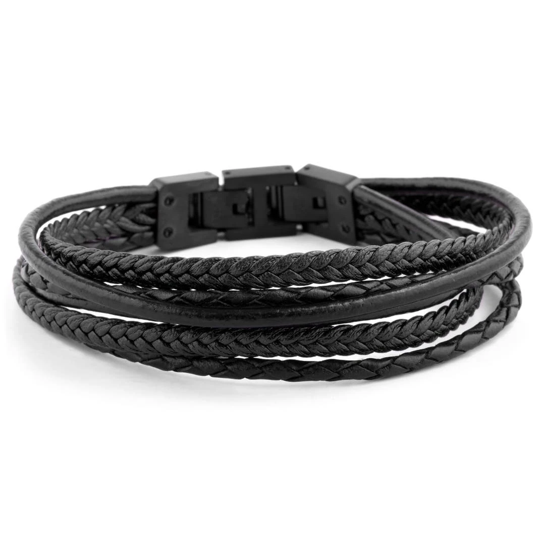 Lucleon Bracelet Roy En Cuir Noir Sur Noir 3 Lucleon Bracelet Roy En Cuir Noir Sur Noir