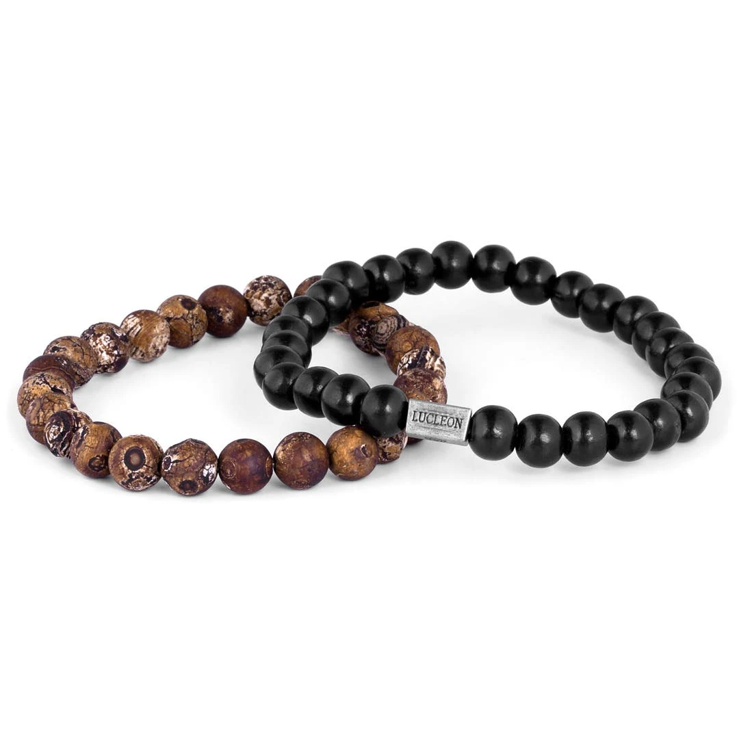 Lucleon Bracelet Miro En Agate Brune Et Bois Noir 4 Lucleon Bracelet Miro En Agate Brune Et Bois Noir – Image 2