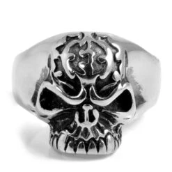 SteelCZ Bague Acier Tête De Mort Fantôme -Bagues Magasin 53 7