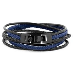Lucleon Bracelet Roy En Cuir Noir Et Bleu -Bagues Magasin 6 1 72 2 67 3 185