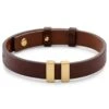 Lucleon Nomen | Bracelet En Cuir Brun Avec Plaque D'identité Dorée -Bagues Magasin 6 1imme