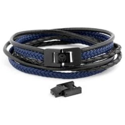 Lucleon Bracelet Roy En Cuir Noir Et Bleu -Bagues Magasin 6 4 110