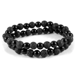 Fort Tempus Bracelet En Pierre Noire Brute