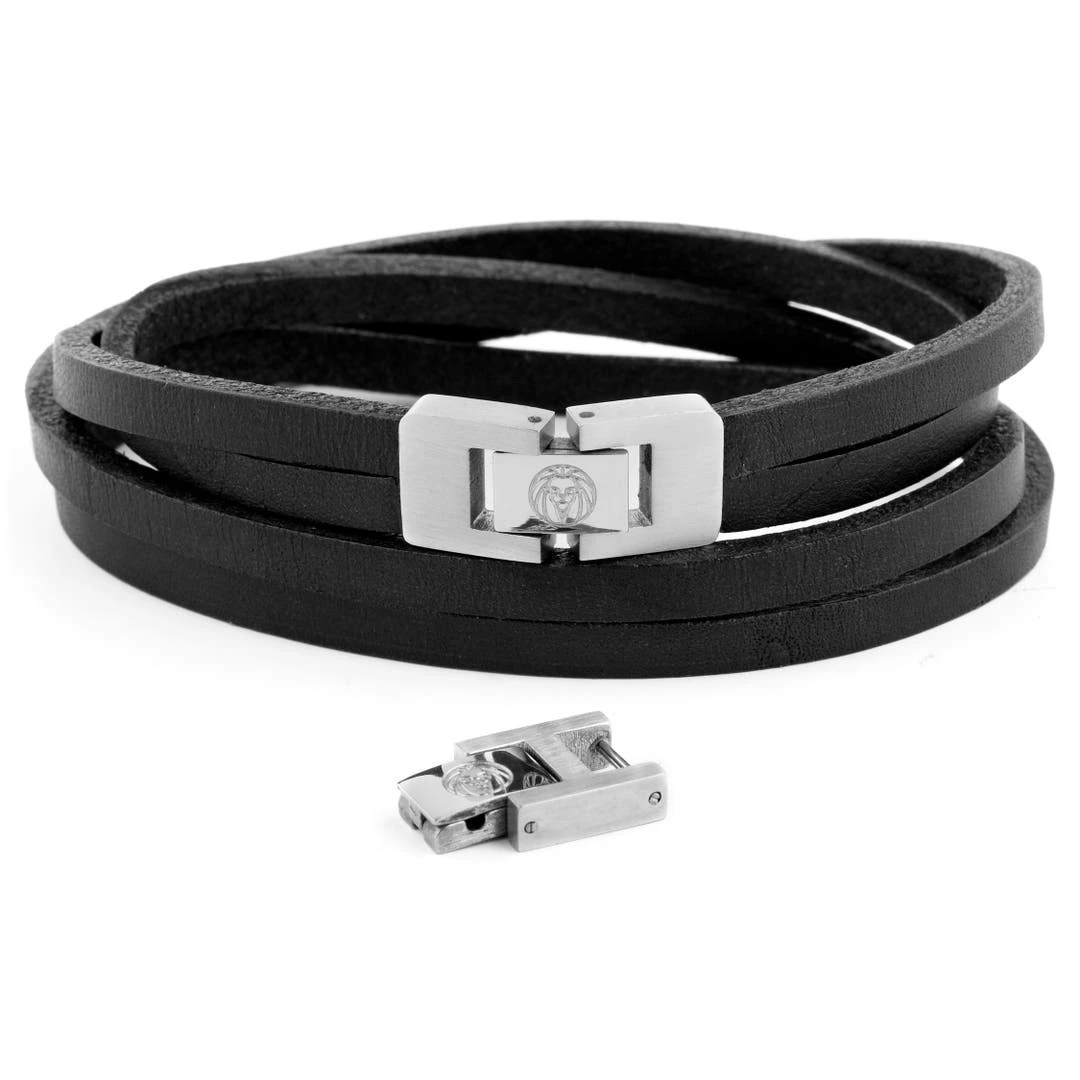 Lucleon Bracelet Roy à Double Tour En Cuir Foncé Avec Fermoir Argenté 6 Lucleon Bracelet Roy à Double Tour En Cuir Foncé Avec Fermoir Argenté – Image 4