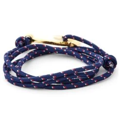 Tailor Toki Bracelet L'hameçon Doré à Cordon Bleu Marine, Blanc Et Rouge -Bagues Magasin 8 1 9 1 165