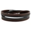 Lucleon Bracelet Roy à Double Tour En Cuir Foncé Bicolore Avec Fermoir Argenté -Bagues Magasin 8 2 291