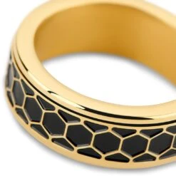 Seizmont Enthumema | Anneau Anti-stress à Motif Nid D'abeille En Acier Doré - 8 Mm -Bagues Magasin 8 3 enthy