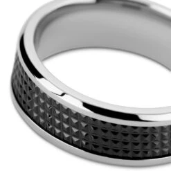 Lucleon Hyperan | Anneau Argenté En Titane Avec Motif Diamant Noir - 8 Mm -Bagues Magasin 8 3 hiperr