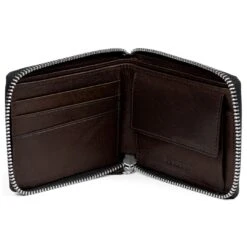 Lucleon Portefeuille Montréal Zippé En Cuir Marron RFID -Bagues Magasin 8 3 1 170