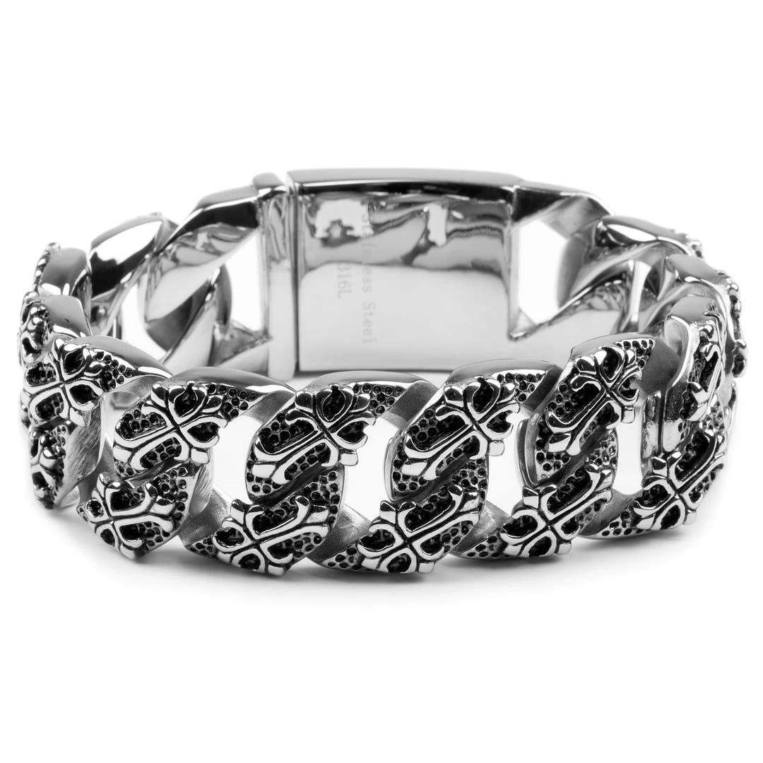 Fort Tempus Bracelet Brut En Acier De Fleur De Lis 4 Fort Tempus Bracelet Brut En Acier De Fleur De Lis – Image 2