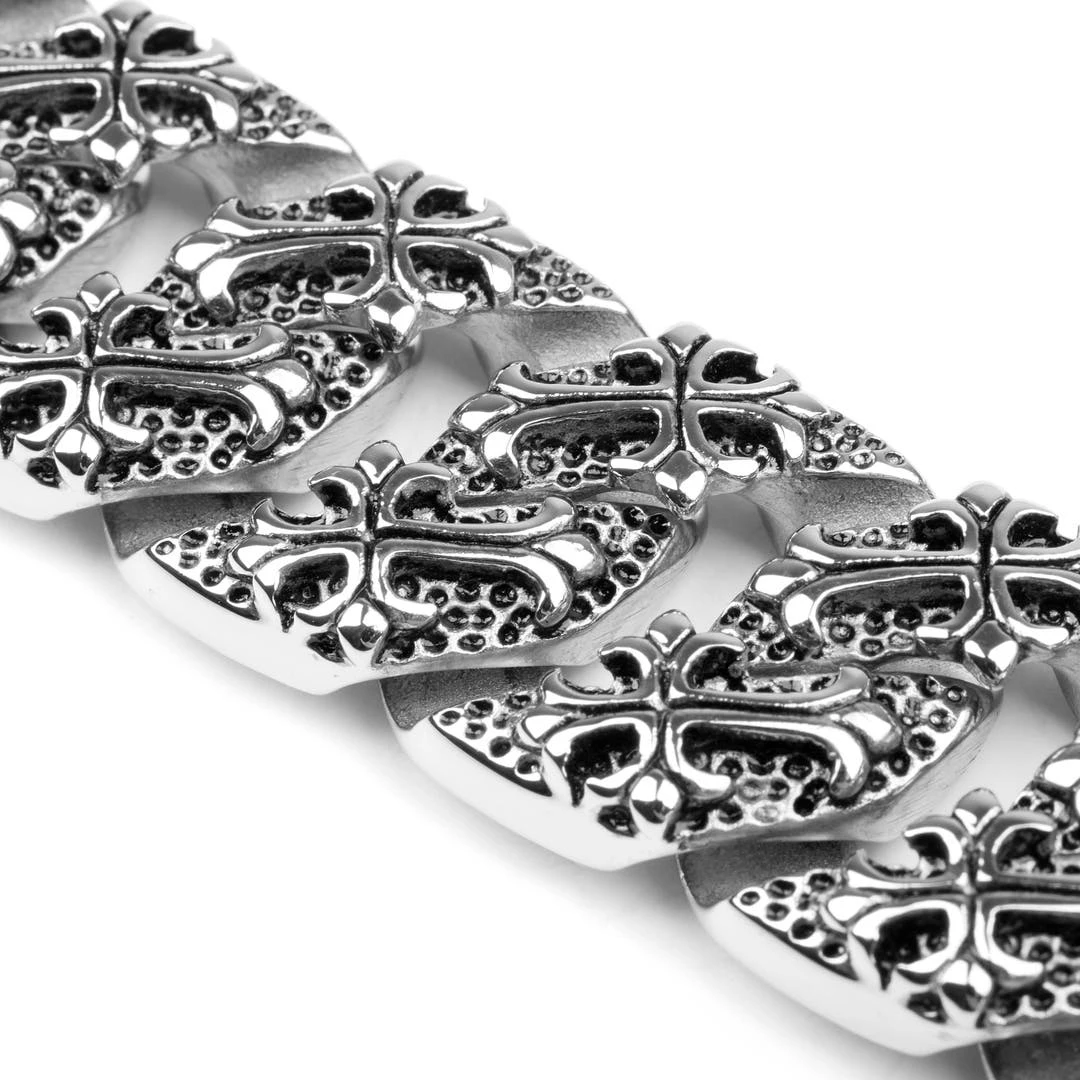 Fort Tempus Bracelet Brut En Acier De Fleur De Lis 7 Fort Tempus Bracelet Brut En Acier De Fleur De Lis – Image 5