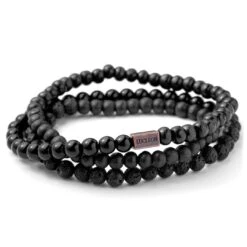 Lucleon Bracelet Noir Pierres Mêlées