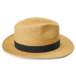 Fawler Chapeau Panama Moda Couleur Havane Clair Avec Gallon Bleu Marine Piero -Bagues Magasin Hat 16 3 copy 3