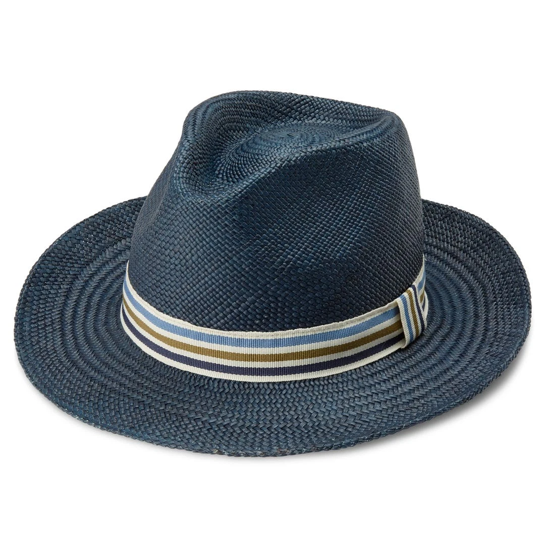 Fawler Chapeau Panama Moda Pino Bleu à Galon Rayé 2 Fawler Chapeau Panama Moda Pino Bleu à Galon Rayé