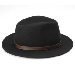 Fawler Chapeau Fédora Flavio Moda Noir à Bord Plat -Bagues Magasin Hat 9 3 copy 3