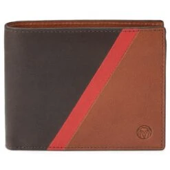 Lucleon Portefeuille En Cuir Brun Et Rouge Anti-RFID Lind -Bagues Magasin Lindtanred2