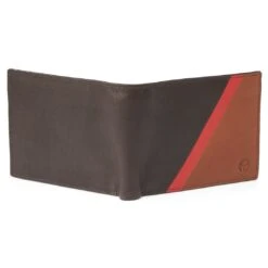 Lucleon Portefeuille En Cuir Brun Et Rouge Anti-RFID Lind -Bagues Magasin Lindtanred4