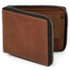 Lucleon Portefeuille En Cuir Brun Havane Anti-RFID Avec Fermeture Zippée -Bagues Magasin Pawas wallet 19 1 copy