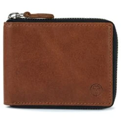 Lucleon Portefeuille En Cuir Brun Havane Anti-RFID Avec Fermeture Zippée -Bagues Magasin Pawas wallet 19 2 copy